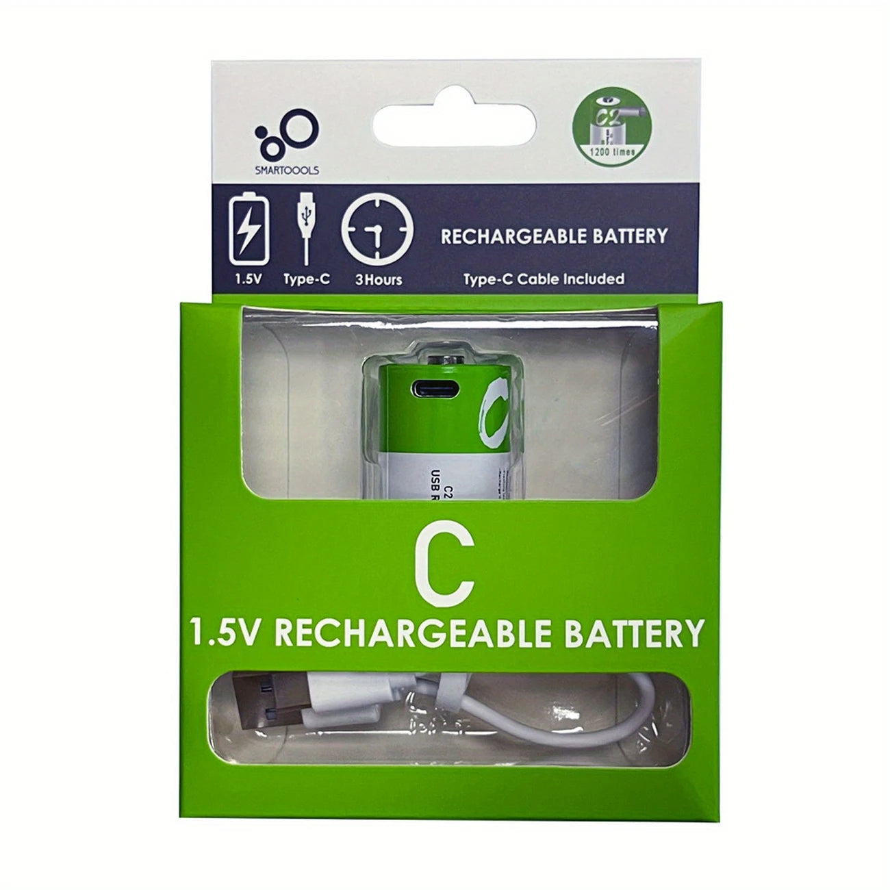 Batteries Rechargeables USB 1.5V 5000mAh (Lot de 1/2) avec Câble USB-C – Solution Écologique et Pratique