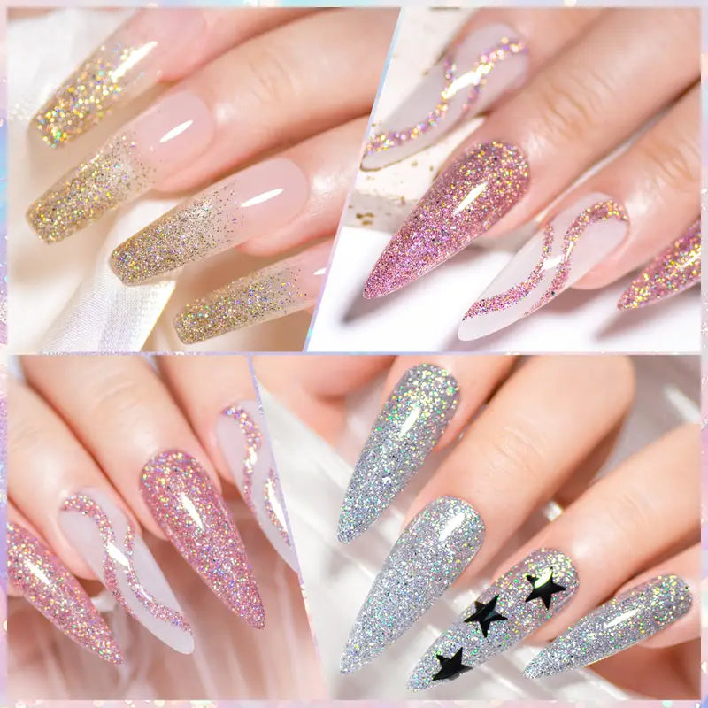 Vernis Gel à Paillettes FOUR LILY – Effet Glitter Intense 7ml FL525–FL530, UV/LED Longue Tenue