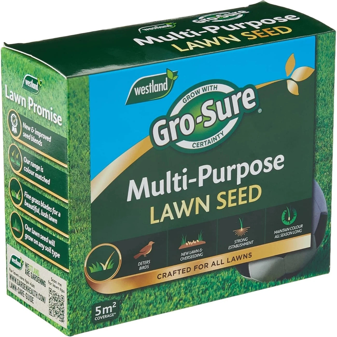 Graines de Gazon Multi-Usages Gro-Sure – Pelouse Verte, Dense et Résistante – 5 m²
