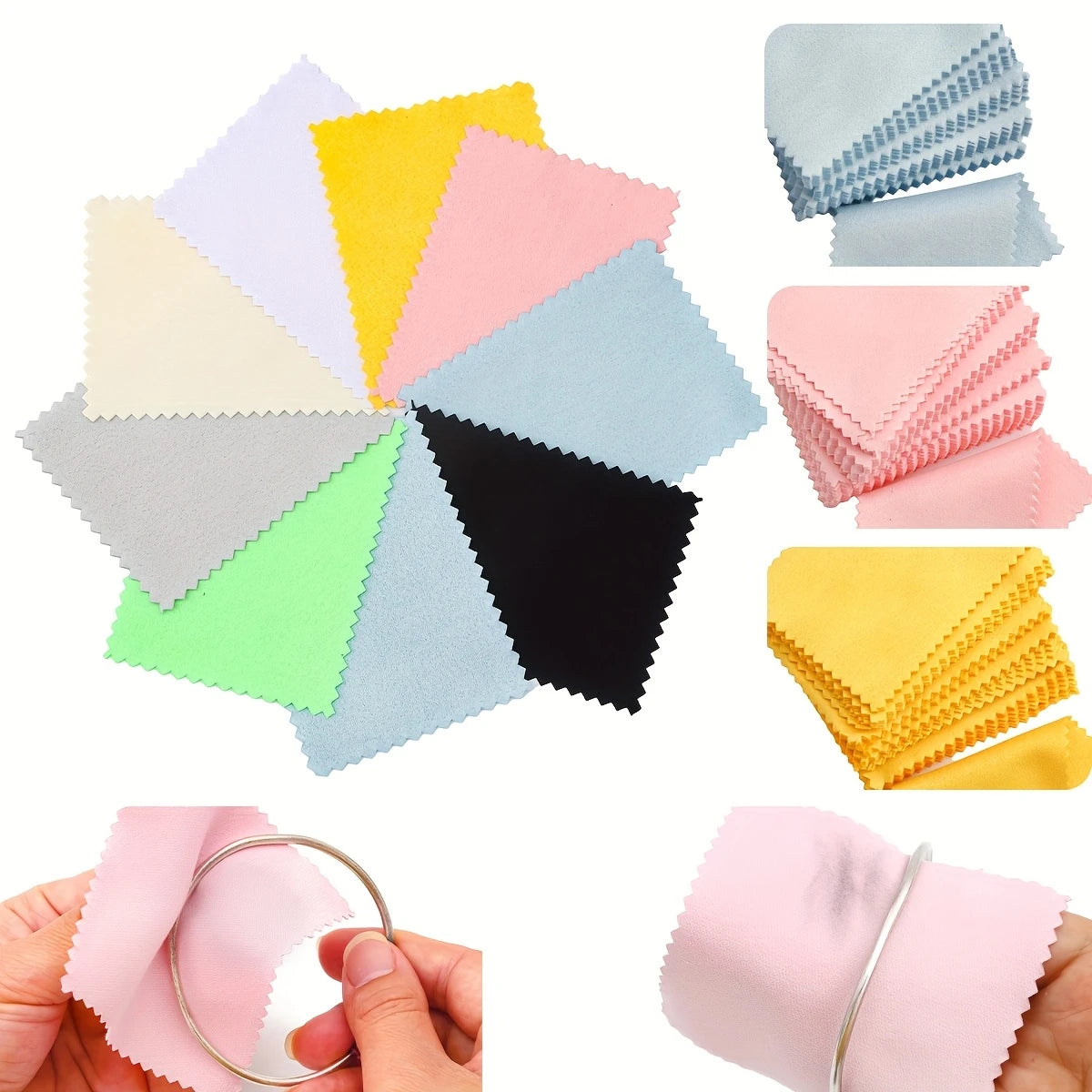 Lot de 20 Chiffons de Nettoyage pour Bijoux – Lingettes Antirayures 6x8 cm en Microfibre Ultra Douce