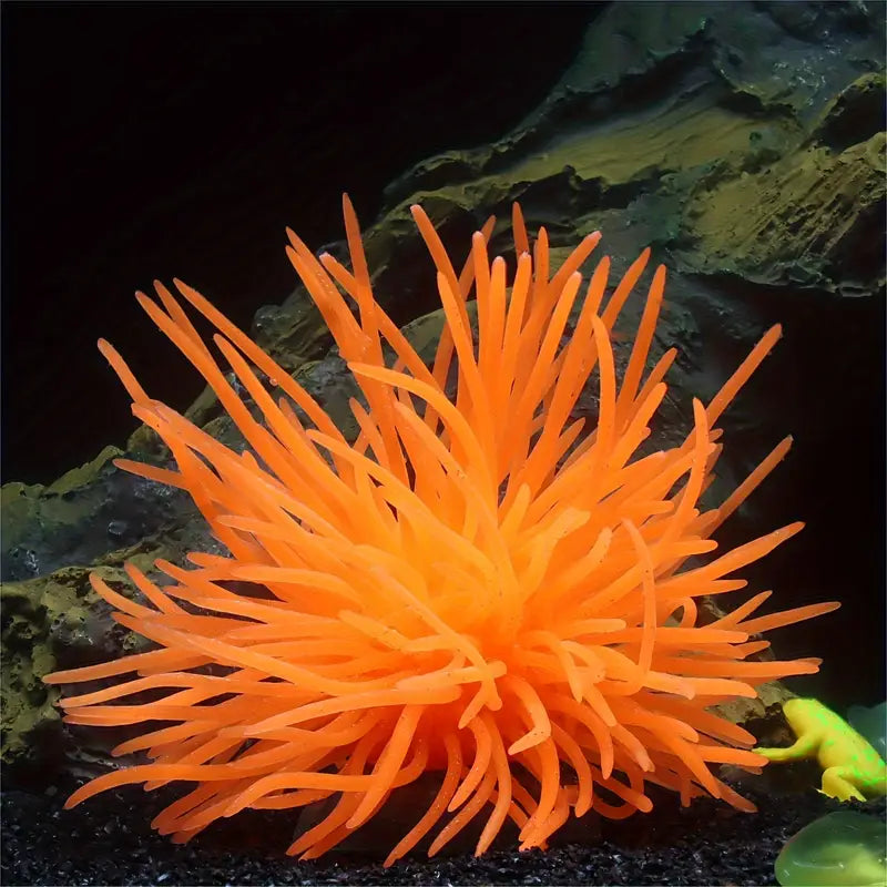 Plante Aquarium Fluorescente en Silicone – Anémone Artificielle Souple pour Décor Aquatique