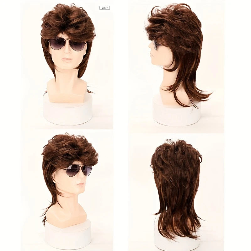 Perruque Homme Style Mullet – Look Vintage Années 80 Rock & Déguisement Détenteur de Style