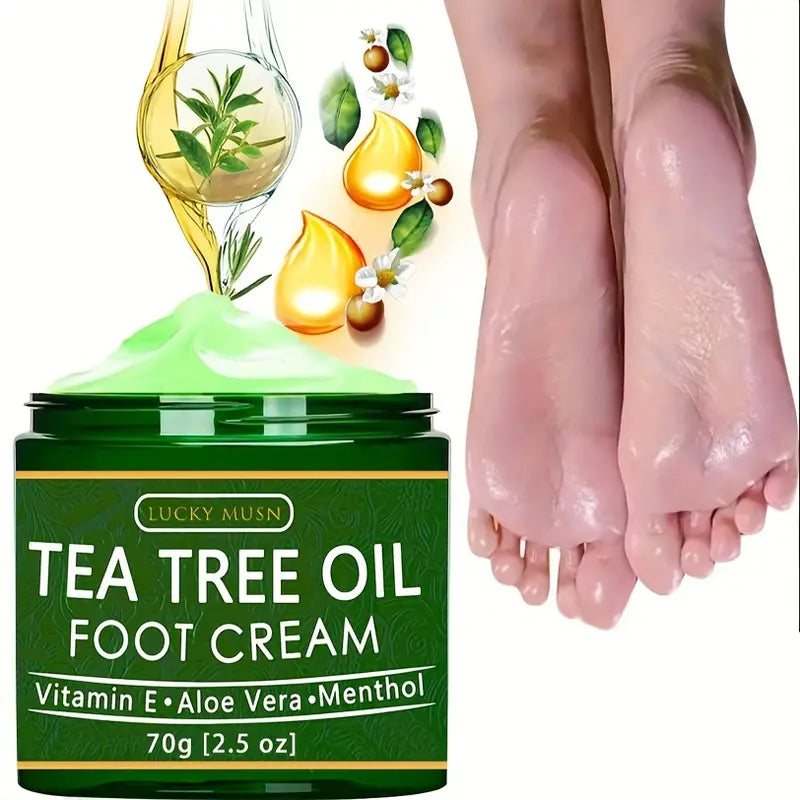 Crème Pieds au Tea Tree – Hydratation Intense, Réparation des Talons Fendillés et Fraîcheur Mentholée