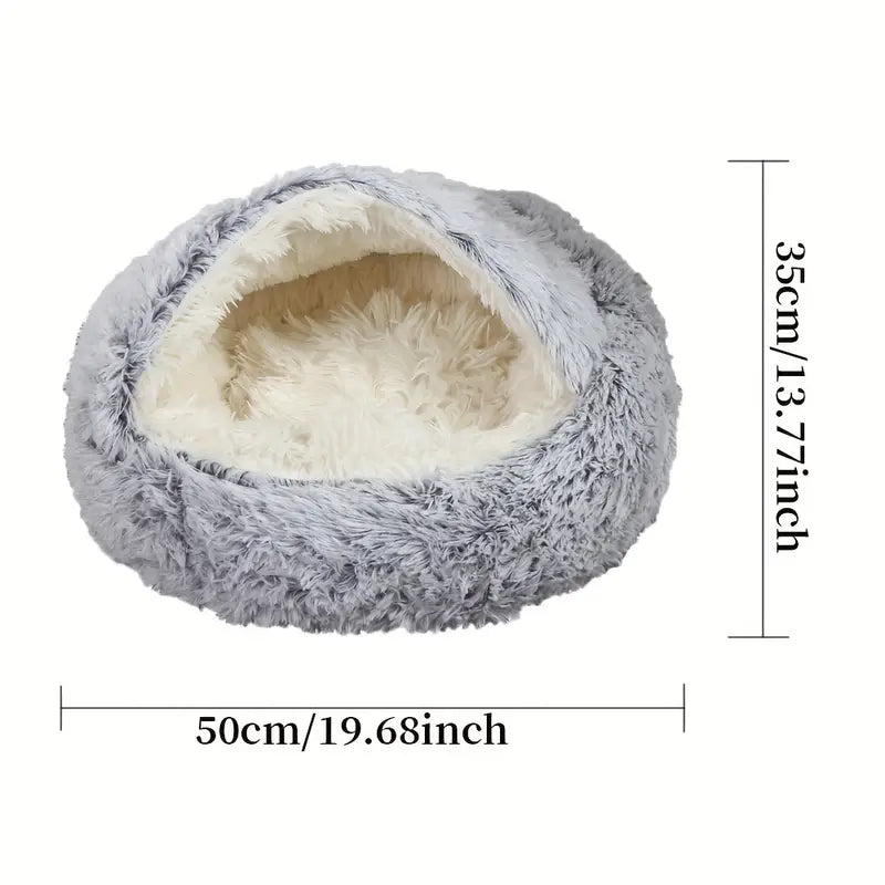 Lit Igloo pour Chat ou Petit Chien – Coussin Douillet en Fausse Fourrure