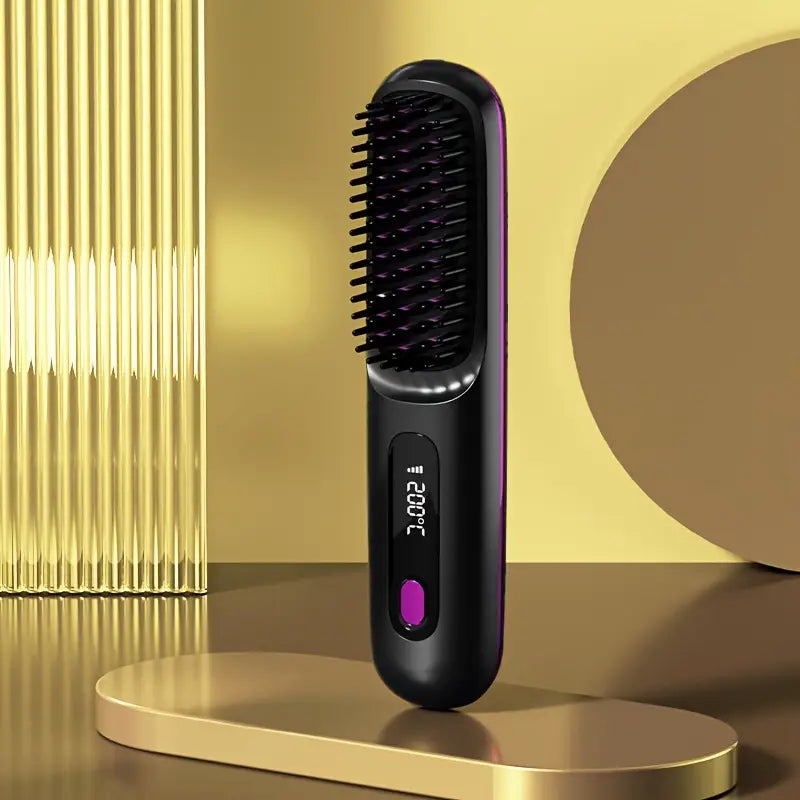 Brosse Lissante Chauffante Électrique – Affichage Digital LED & Température Réglable jusqu’à 200°C
