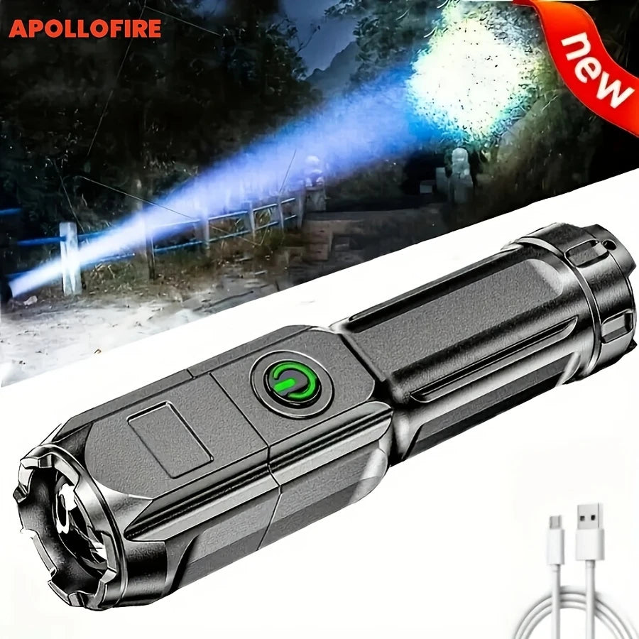 Lampes Torches LED Rechargeables Puissance Ultra-Lumineuse – Lampe de Poche Compacte avec Bouton ON/OFF Vert, Idéale Camping, Urgence & Maison