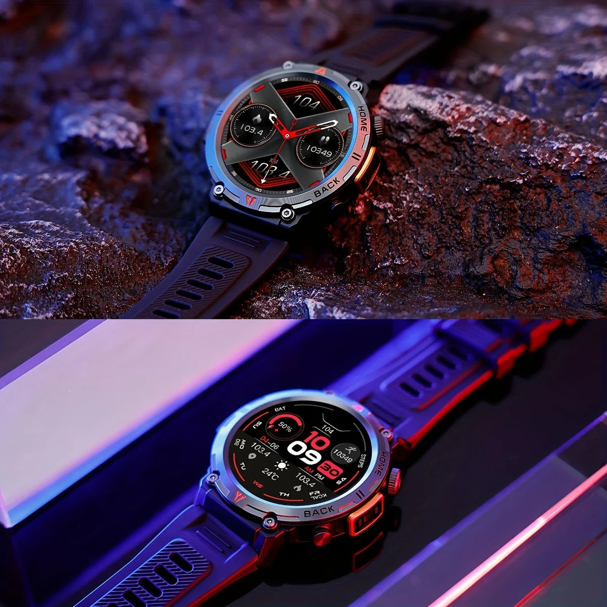 Montre Connectée Sport Homme Étanche – 100+ Modes, GPS, Lampe LED & Autonomie XXL