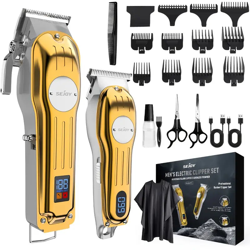 Tondeuse Professionnelle Sejoy Turbo Pro – Sans Fil, Écran LED, 2 Vitesses, Sabots Réglables & Accessoires Complets