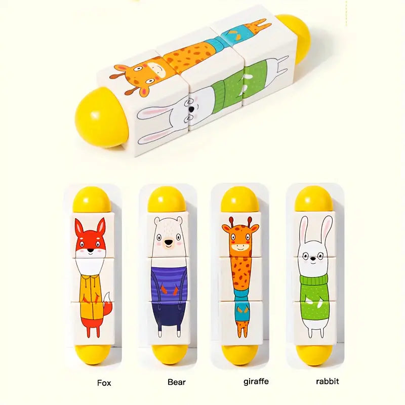 Jeu Éducatif de Rotation Animaux – Puzzle Montessori pour Enfants – Développement de la Logique et Coordination Œil-Main