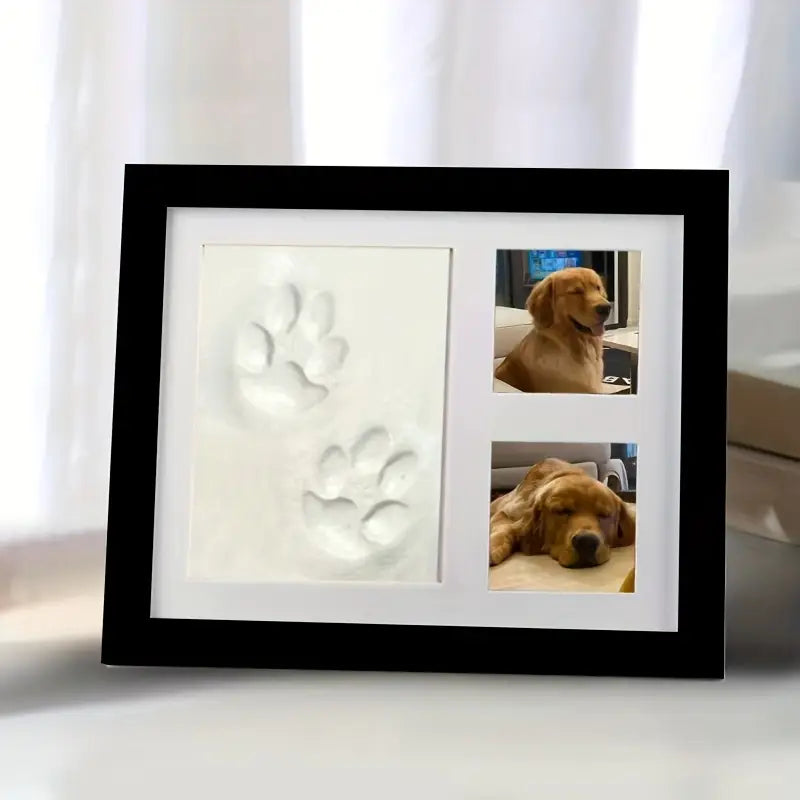 Cadre Empreinte Patte avec Photos – Souvenir Émotionnel pour Chien ou Chat Décédé