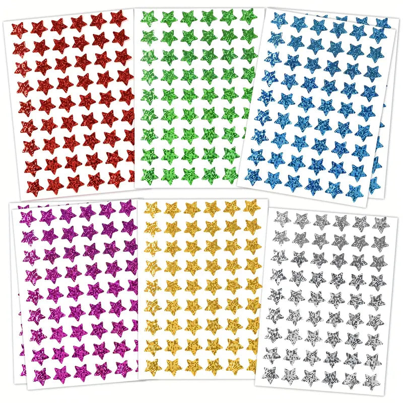 Autocollants Étoiles Récompense Brillantes – Stickers Colorés pour Motivation Enfants et Éducation Positive
