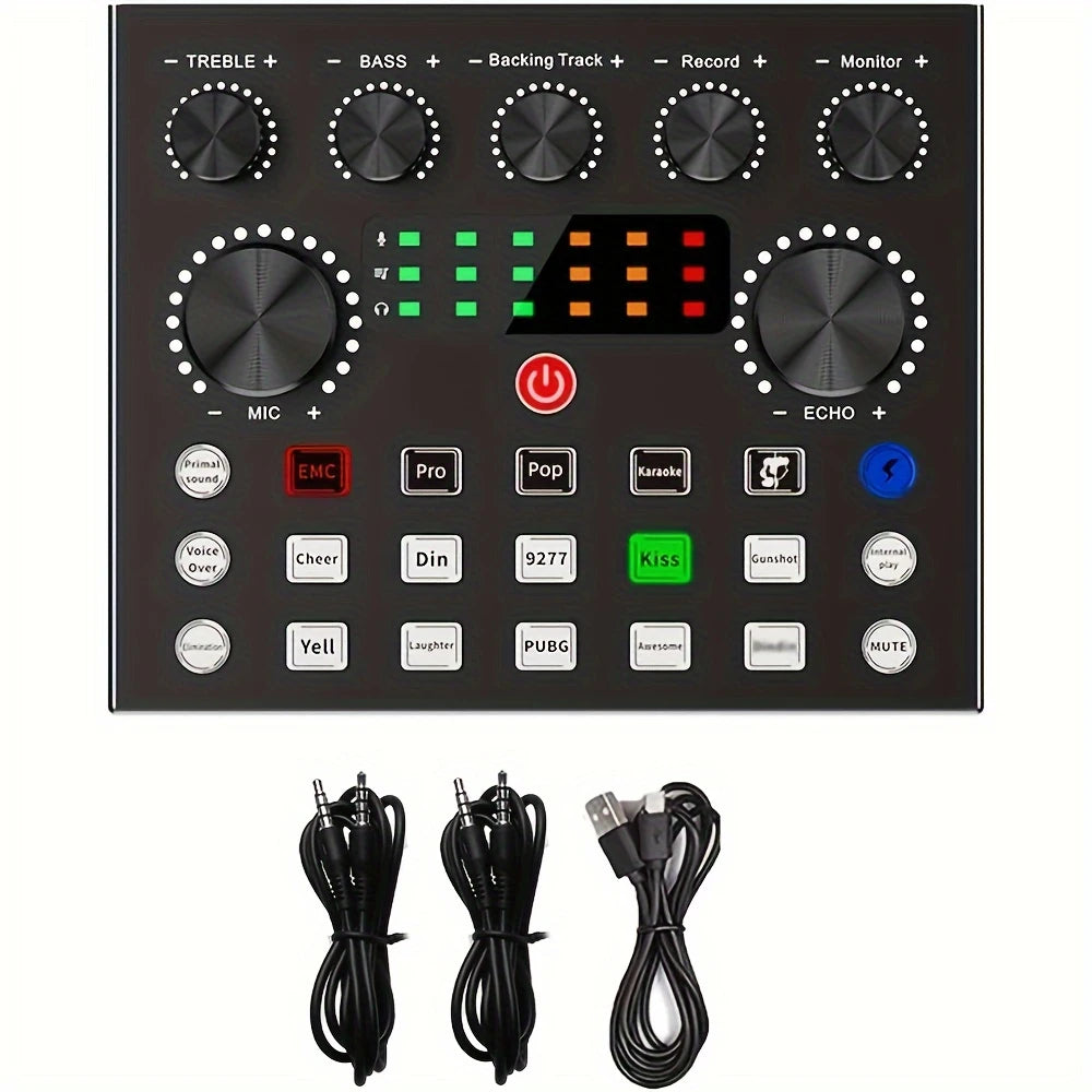 Table de Mixage Audio USB Portable – Carte Son DJ avec Effets Sonores & Contrôle Vocal pour Streaming, Podcast, Karaoké