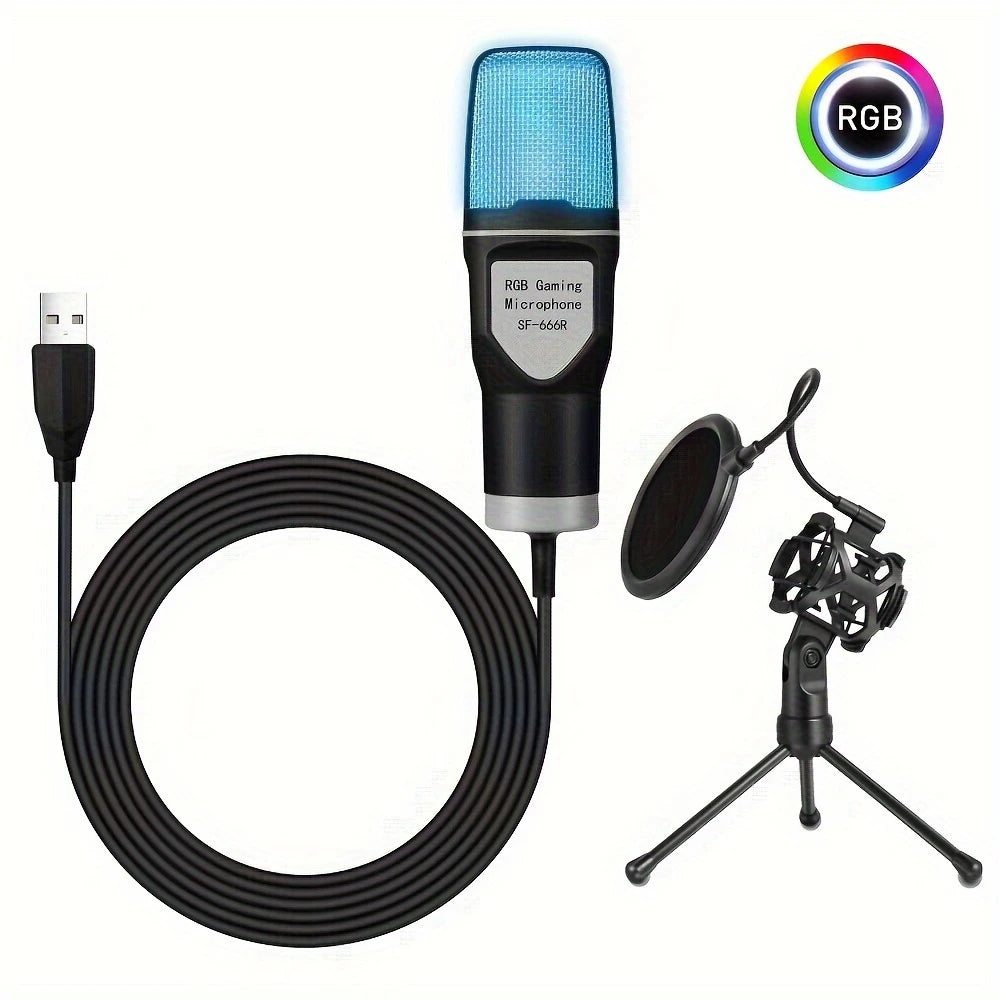 Microphone USB SF-666R avec Trépied et Filtre Anti-Pop – Idéal Podcast, Streaming & Gaming