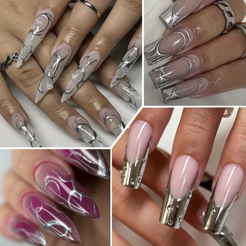 Ensemble 3 pièces Gels Liner Métalliques LILY'CUTE – Nail Art Chrome Argent, Or et Rose | Vernis à Ongles UV/LED 5ml