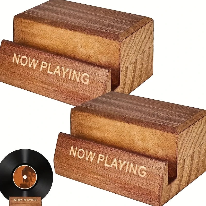 Support Vinyle "Now Playing" en Bois Massif – Présentoir Élégant pour Disque en Lecture