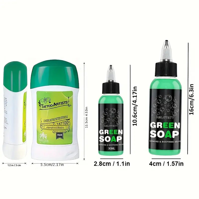 Savon Vert Tatouage HALOTATT – Solution Nettoyante & Apaisante 30ml | Pour Soins Pendant & Après Tattoo | Désinfecte, Calme & Préserve les Couleurs