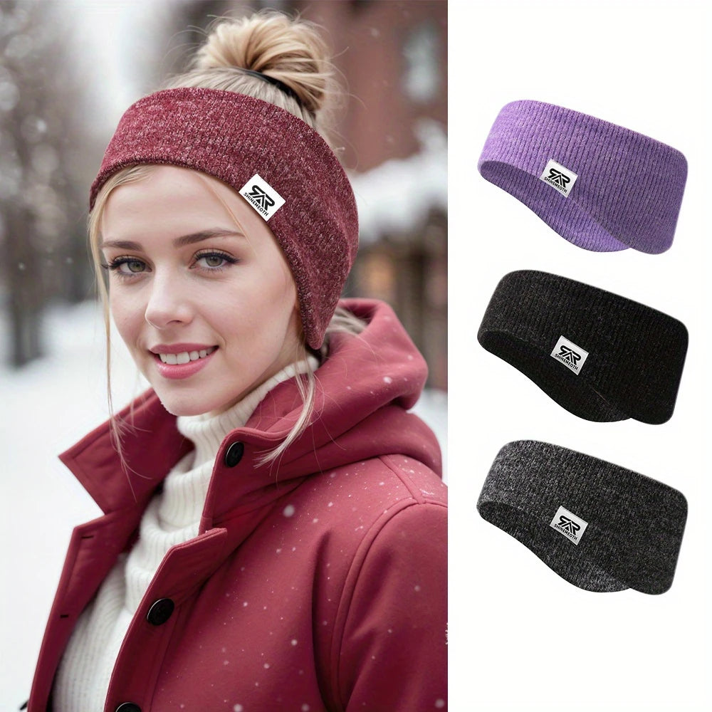 Cache-Oreilles Femme Sport Hiver – Bandeau Tricoté Doux et Chaud, Style Ponytail avec Trou pour Chignon