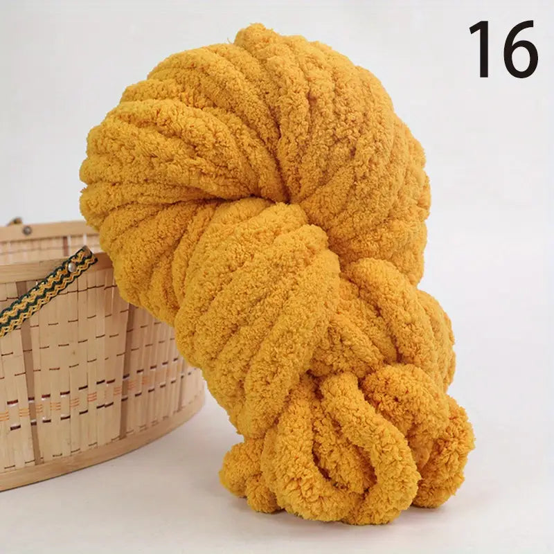 Laine Chenille Douce Jaune Moutarde – Fil Épais pour Tricot et Crochet, Couvertures & Accessoires DIY