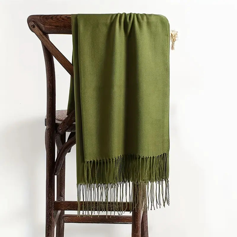 Écharpe homme en laine douce – Foulard chaud avec franges élégantes