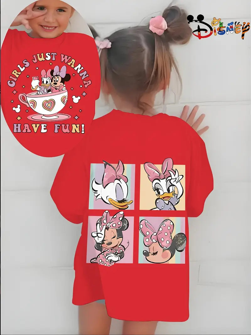 Chemise fille rouge Disney Minnie et Daisy – t-shirt fun et coloré
