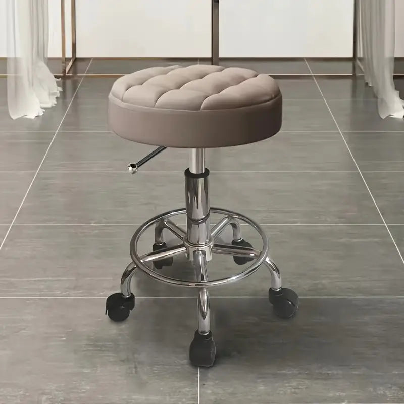 Tabouret de Travail à Roulettes Réglable – Siège Rembourré Pivotant pour Salon, Bureau et Atelier
