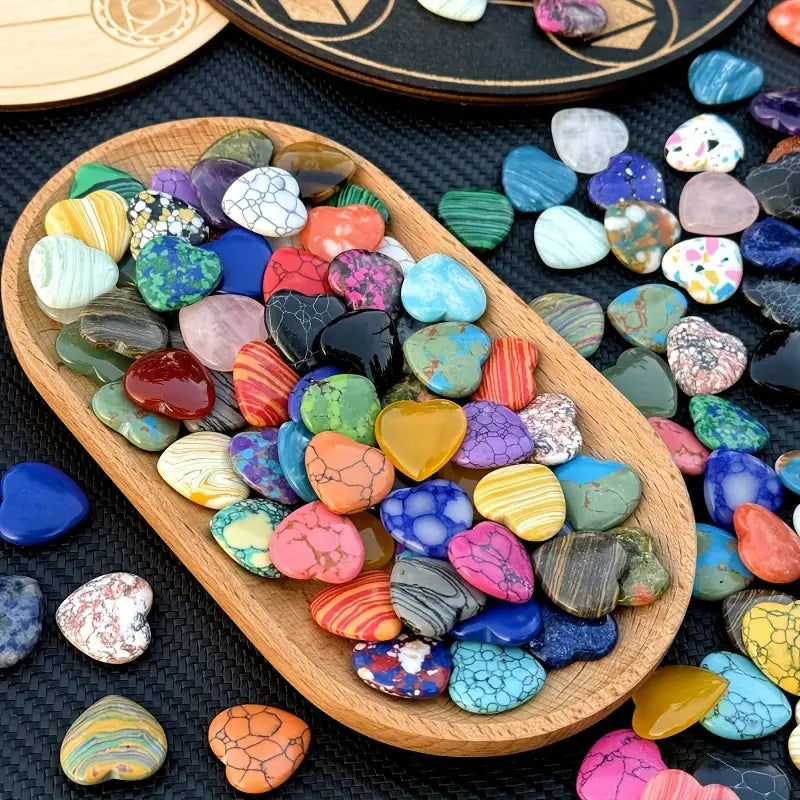 Pierres précieuses en forme de cœur – Gemmes naturelles multicolores en vrac pour bijoux et lithothérapie