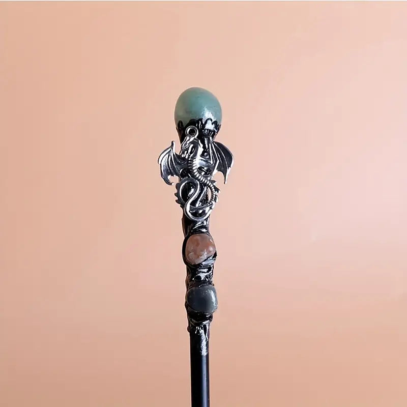 Baguette magique avec cristaux – Accessoire de déguisement fantasy et cosplay sorcier