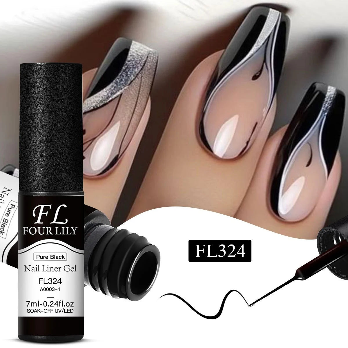 Gel Liner Argenté Pailleté – Nail Art Précis et Brillant | Vernis à Ongles UV/LED