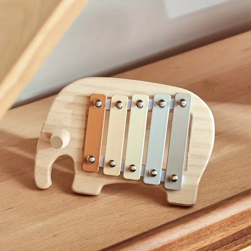 Xylophone Éléphant en Bois pour Enfants – Jouet Musical Éducatif aux Couleurs Douces Montessori