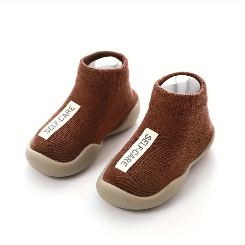 Chaussures bébé garçon montantes en tricot – Baskets souples antidérapantes confortables
