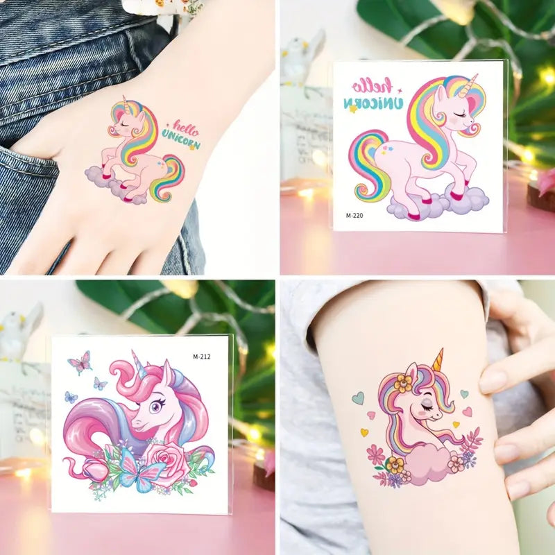 Tatouages Éphémères Licorne pour Enfants – Lot de 20 Feuilles Colorées et Mignonnes, Faciles à Appliquer