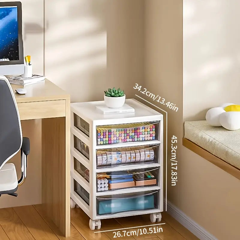 Tour de Rangement à Tiroirs Transparent sur Roulettes – Organisateur Multi-Niveaux pour Bureau et Boutique