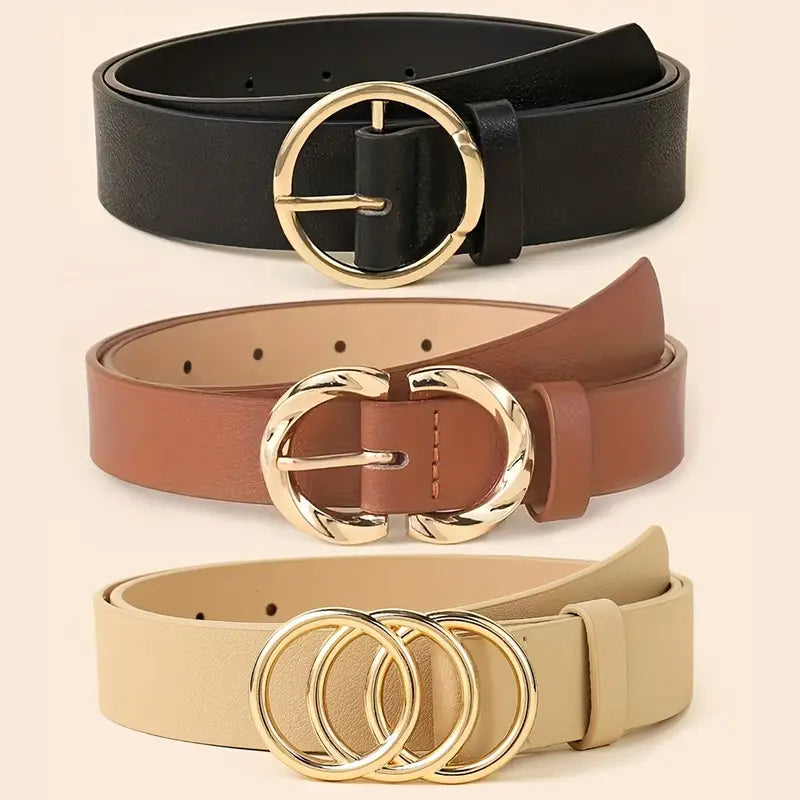 Ceinture femme élégante avec boucle dorée – Disponible en noir, marron et beige