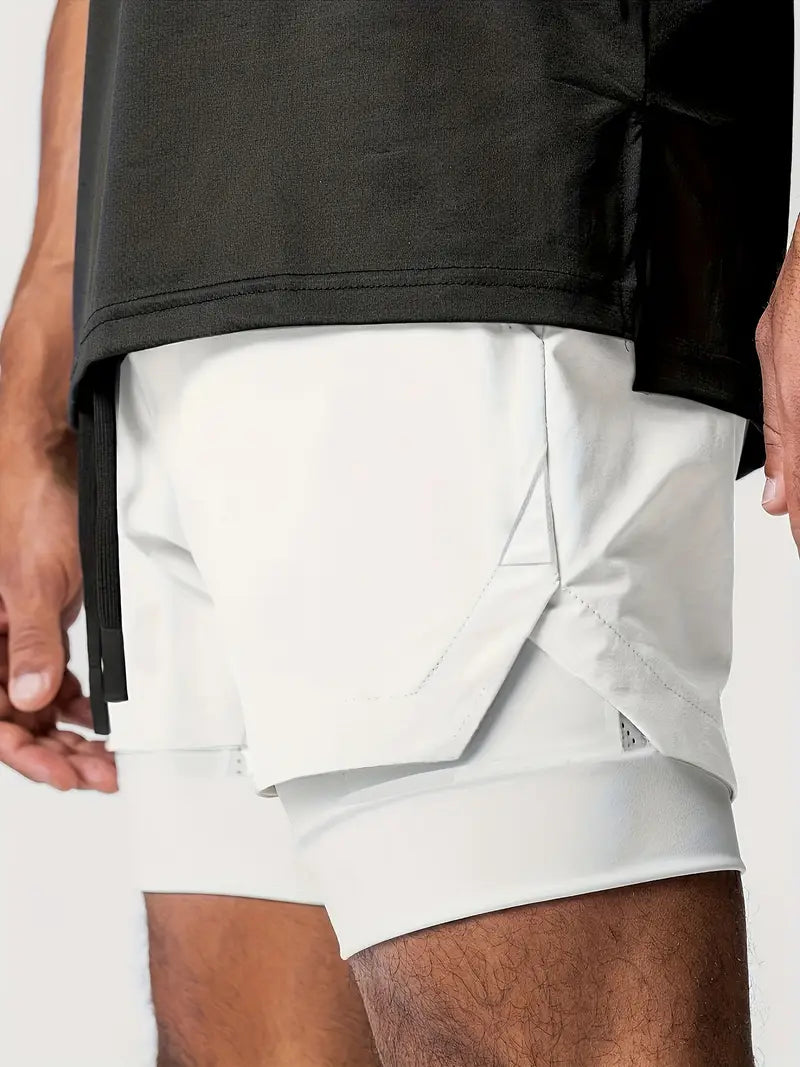Short de sport homme 2 en 1 – Running & Fitness – Léger, respirant avec cuissard intégré
