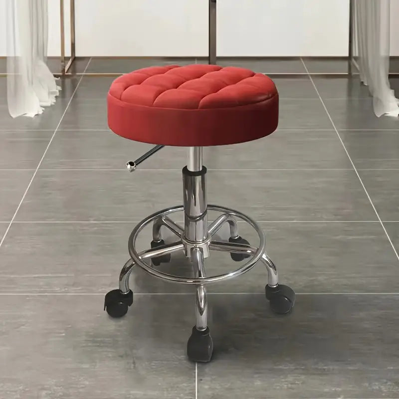 Tabouret de Travail à Roulettes Réglable – Siège Rembourré Pivotant pour Salon, Bureau et Atelier