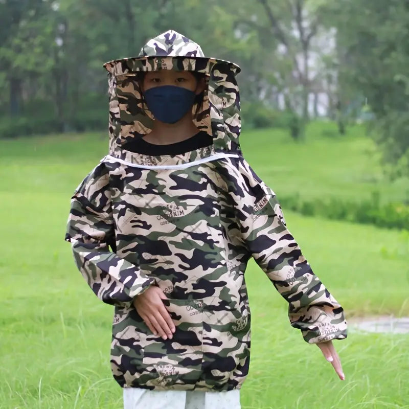 Veste anti-insectes camouflage avec voile protecteur – Répulsif antiparasitaire idéal pour plein air et jardin