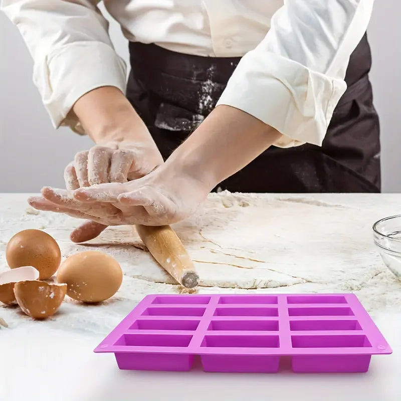 Moule en Silicone pour Barres Énergétiques Maison – 12 Cavités Rectangulaires pour Céréales, Protéines et Snacks Sains