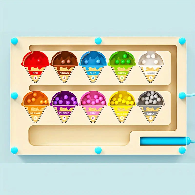 Jeu Éducatif Magnétique en Bois – Casse-Tête de Tri des Couleurs et Logique pour Enfants