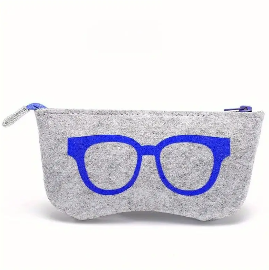 Étui à Lunettes en Feutrine Gris – Pochette Souple avec Fermeture Éclair, Léger et Antichoc