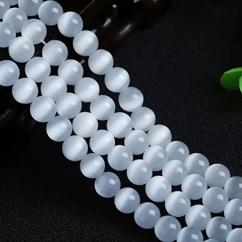 Perles rondes en pierre de lune blanche – Pierres précieuses en vrac pour bijoux DIY et lithothérapie