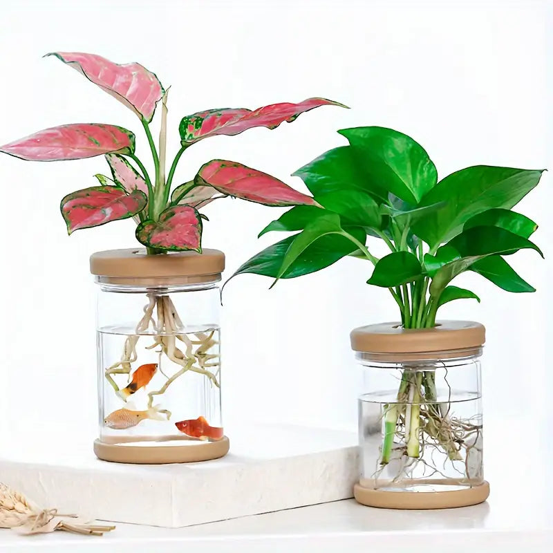 Pot de fleurs créatif avec aquarium intégré – Jardinière décorative 2 en 1 pour plantes et poissons