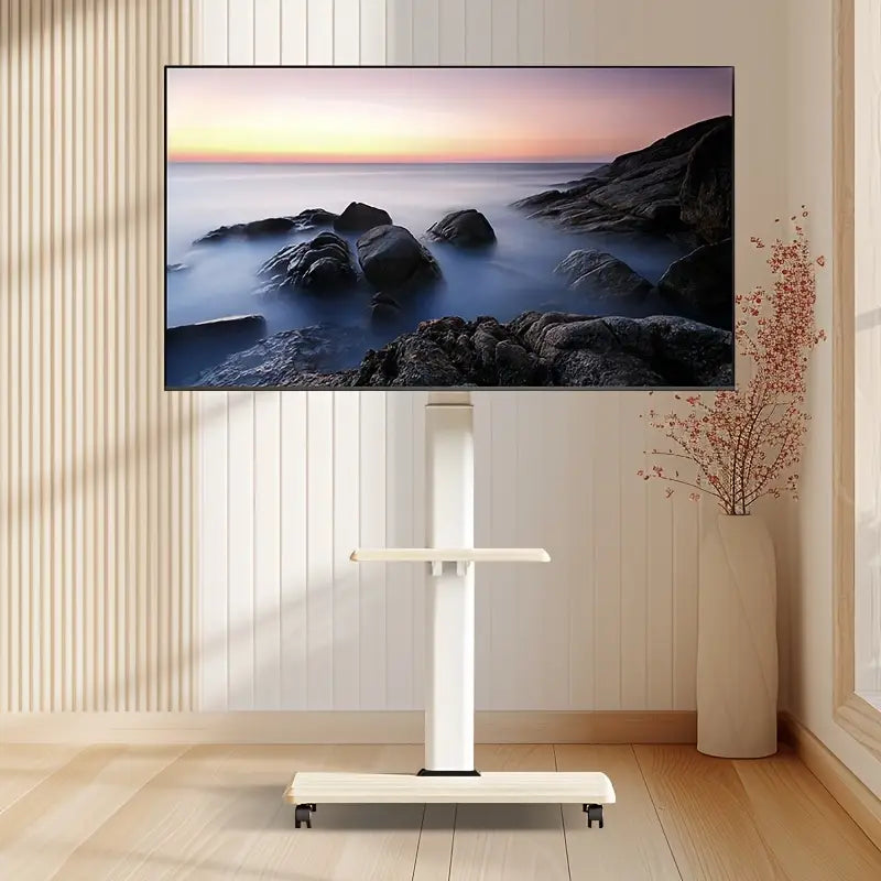 Meuble RV support TV mobile avec roulettes et tablette – Design moderne pour salon et bureau