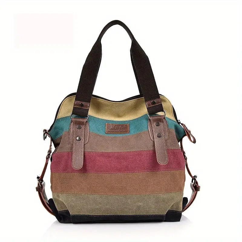 Sac à main femme en toile multicolore  Style bohème chic et grande capacité