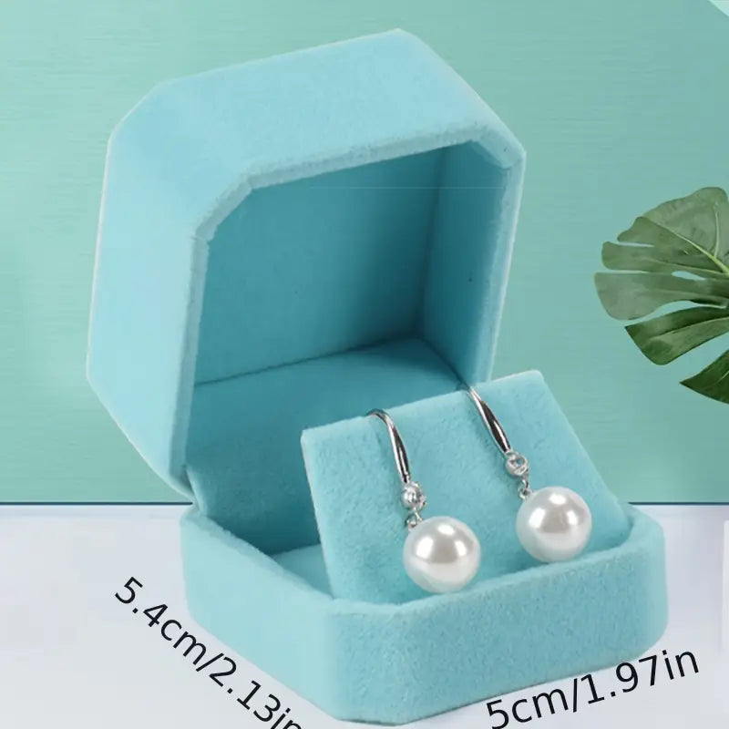 Boîte à bijoux en velours bleu pour boucles d’oreilles – Écrin élégant et présentoir cadeau