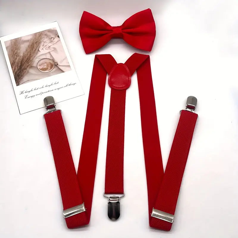 Ensemble bretelles homme avec nœud papillon – Accessoire élégant et ajustable pour mariage, soirée et cérémonie