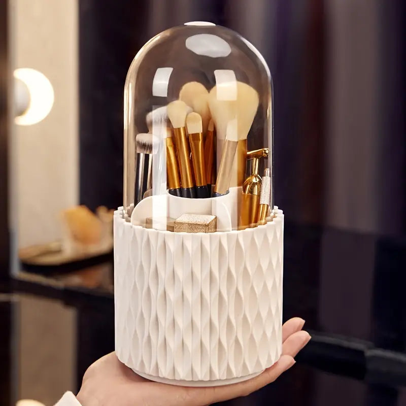 Organisateur de Maquillage avec Couvercle Transparent – Boîte de Rangement Pinceaux et Cosmétiques Élégante et Anti-Poussière