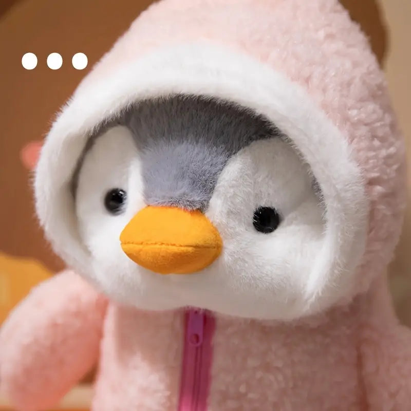 Peluche pingouin en manteau à capuche – Doudou doux et câlin pour enfants