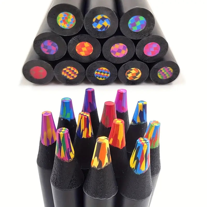 Crayons de Couleur Multicolores Magiques – Set Artistique Effet Arc-en-Ciel pour Dessin, Esquisse et Coloriage Créatif