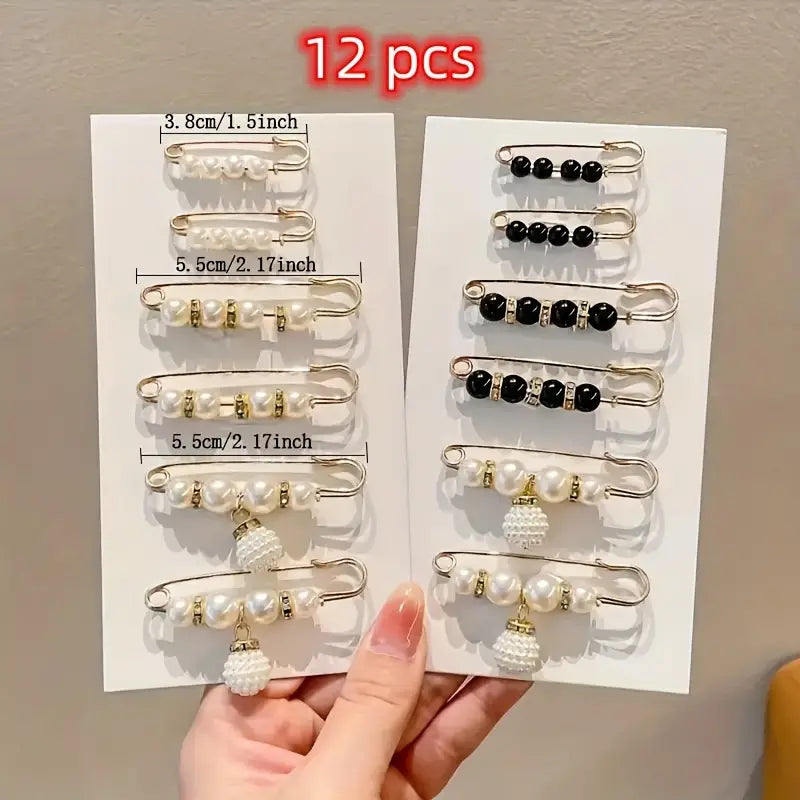 Épingle femme décorative dorée avec perles élégantes – Accessoire chic pour manteau et robe