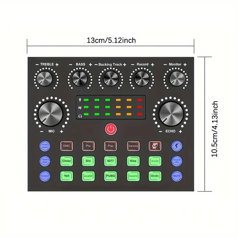 Table de Mixage Audio USB Portable – Carte Son DJ avec Effets Sonores & Contrôle Vocal pour Streaming, Podcast, Karaoké
